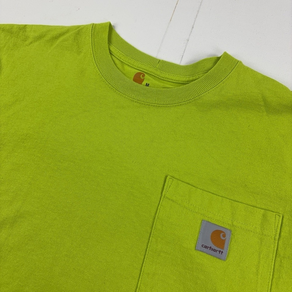 Carhartt Shirt Mens M Green Pocket Tagless Cotton Jersey Workwear Tee K87